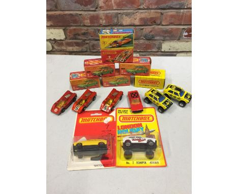 EIGHT BOXED AND SIX UNBOXED MATCHBOX VEHICLES - ALL MODEL NUMBER 7 OF VARIOUS ERAS AND COLOURS - INCLUDING VW GOLF (WHITE, YE