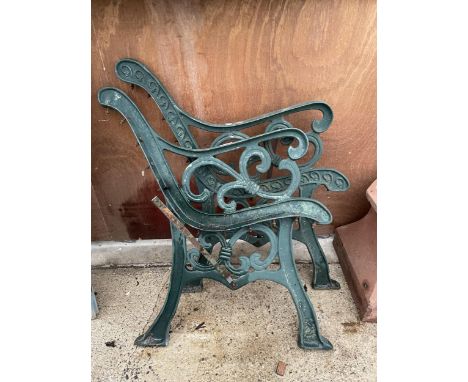 A PAIR OF VINTAGE CAST BENCH ENDS 