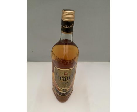A 1 LITRE BOTTLE OF GRANTS FINEST SCOTCH WHISKY SUPERIOR STRENGTH 100% US PROOF 
