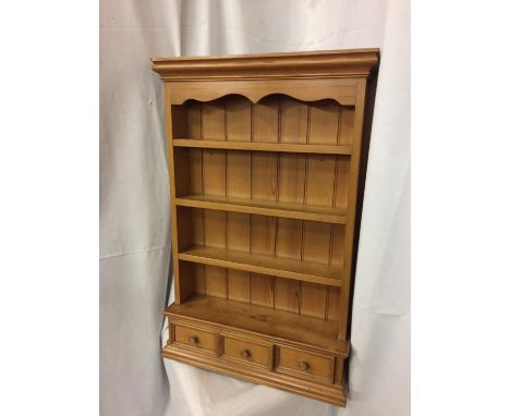 A WALL HANGING SPICE RACK WITH SHELVES AND DRAWERS SIZE 77CM X 50CM 