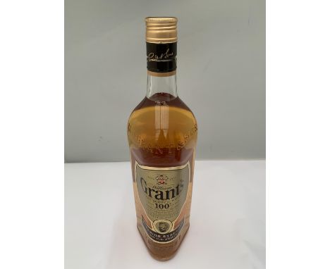 A 1 LITRE BOTTLE OF GRANTS FINEST SCOTCH WHISKY SUPERIOR STRENGTH 100% US PROOF 