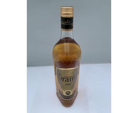 A 1 LITRE BOTTLE OF GRANTS FINEST SCOTCH WHISKY SUPERIOR STRENGTH 100% US PROOF 