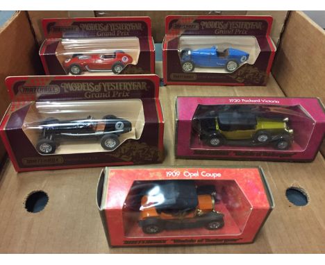 FIVE BOXED MATCHBOX MODELS OF YESTERYEAR MODEL VEHICLES 
