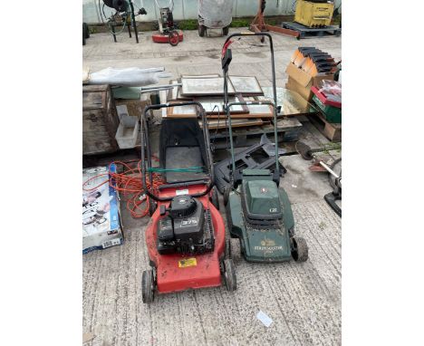 AN ELECTRIC BLACK AND DECKER LAWN MOWER AND A FURTHER PETROL ENGINE LAWN MOWER 