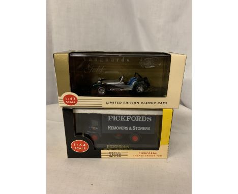 TWO BOXED VANGUARDS MODEL VEHICLES - A CATERHAM SUPER 7 AND A PICKFORDS WAGON 