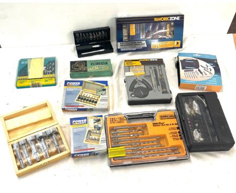 Large selection of tools to include 36 piece tool set, soldering iron, drill bits etc 