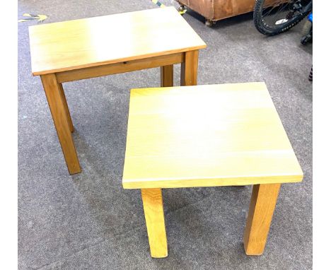 2 Wooden lamp tables largest measures approx 21" tall 26" wide 16" depth 