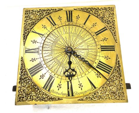 Single fusee brass clock face, Stansbury Bromyard 