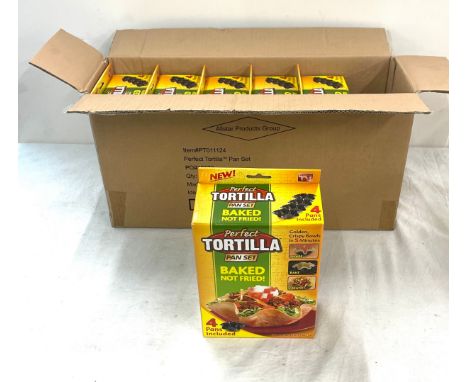 6 boxes of Perfect Tortilla, Tortilla Pan Set 4 piece non stick shell makers washable  brand new 