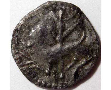 Anglo Saxon, SECONDARY SCEAT [c.710-60]. Series K, type 42b, bust right with bird, rev. hound. Silver. 0.94g. Spink 803A [£35