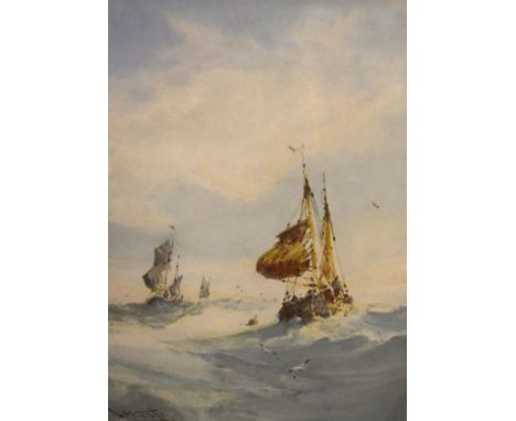 D. Kester - Watercolour - Seascape with fishing vessels, signed, 36cm x 26.5cm, framed and glazed   Condition: 