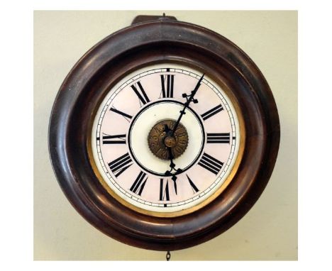 Black Forest 'Postman's Alarm' timepiece with pink Roman chapter ring framing alarm dial within circular surround   Condition