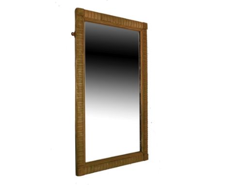 Early 20th Century gilt framed wall mirror with bevelled rectangular plate in reeded surround with flowerhead corners   Condi