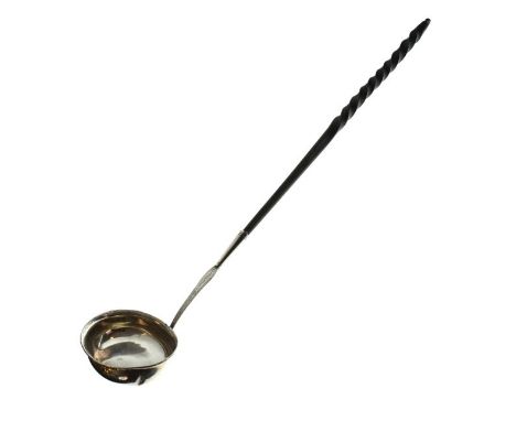 George III unmarked white metal toddy ladle having a typical twist handle   Condition: 