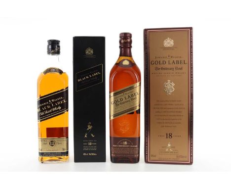 JOHNNIE WALKER 18 YEAR OLD GOLD LABEL AND 12 YEAR OLD BLACK LABEL BLENDED WHISKY  Both 40% ABV / 70cl  Qty: 2  When John Walk