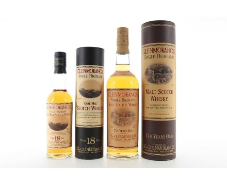 GLENMORANGIE 18 YEAR OLD HALF BOTTLE AND 10 YEAR OLD HIGHLAND SINGLE MALT  Glenmorangie 18 Year Old - 43% ABV / 35clGlenmoran