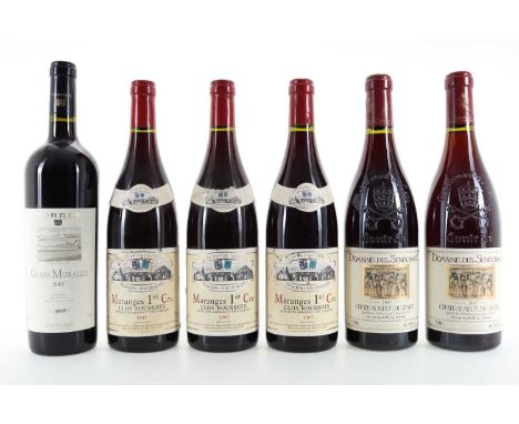 6 BOTTLES OF VINTAGE RED WINE INCLUDING TORRES 2001 GRANS MURALLES   Torres Grans Muralles 2001 14% ABV / 75clMaranges 1er Cr