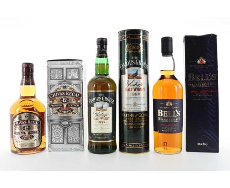 FAMOUS GROUSE 1992 VINTAGE, CHIVAS REGAL 12 YEAR OLD AND BELL'S SPECIAL RESERVE BLENDED WHISKY AND BLENDED MALT All 40% ABV /