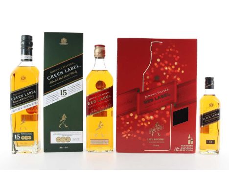 JOHNNIE WALKER 15 YEAR OLD GREEN LABEL AND RED LABEL 200 YEARS GIFT PACK BLENDED WHISKY  15 Year Old Green Label - 40% ABV / 