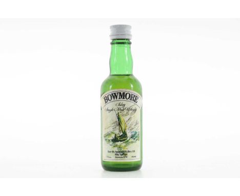 BOWMORE SHERRIFF'S MINIATURE ISLAY SINGLE MALT  70° Proof / 1 2/3 fl oz  Sat on the picturesque shore of Loch Indaal, Bowmore