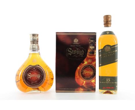 JOHNNIE WALKER 15 YEAR OLD GREEN LABEL AND JOHNNIE WALKER SWING 75CL BLENDED WHISKY  Green Label - 43% ABV / 70clSwing - 43% 