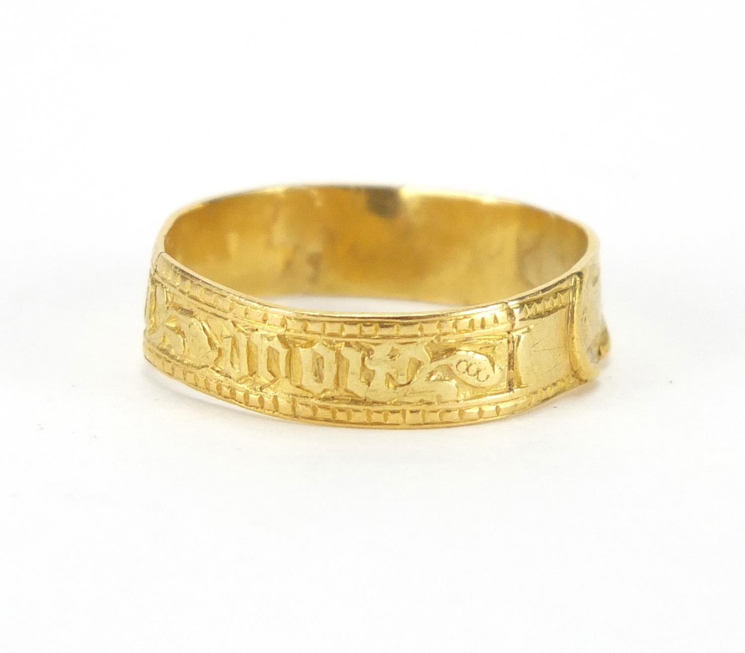 Antique unmarked gold ring, size N, approximate weight 2.1g