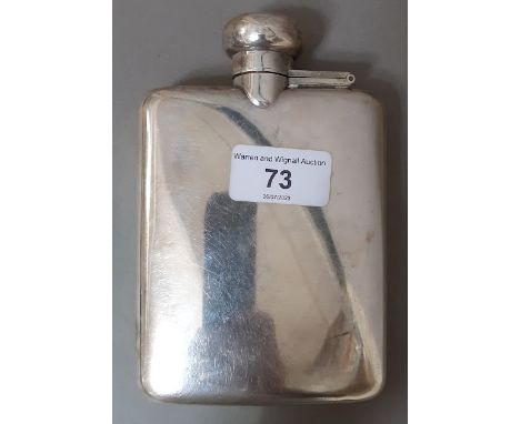 A George V silver hip flask, A&J Zimmerman, Birmingham 1931, wt. 7ozt, length 15cm.Condition:- General wear through age and u