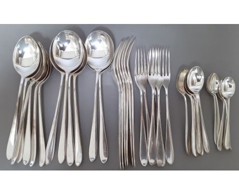 David Mellor for Walker & Hall, a set of silver flat ware, "Pride" pattern, Sheffield 1962, gross wt. 40ozt.Condition:- Gener