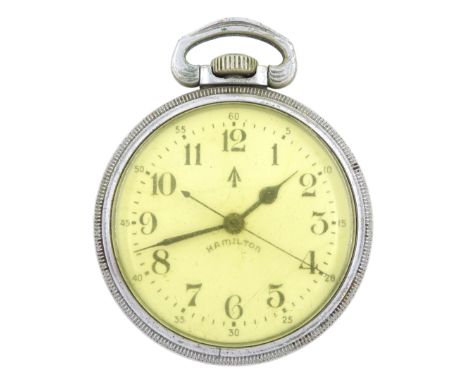 Hamilton Military Navigation Master nickle cased pocket watch, Ref. 3992B, signed dial with Military arrow, Arabic numerals, 