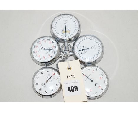 Three Nero Lemania military stopwatches with arabic dials in steel cases, the first stamped "0552/521-3169, 111/70 Broad Arro