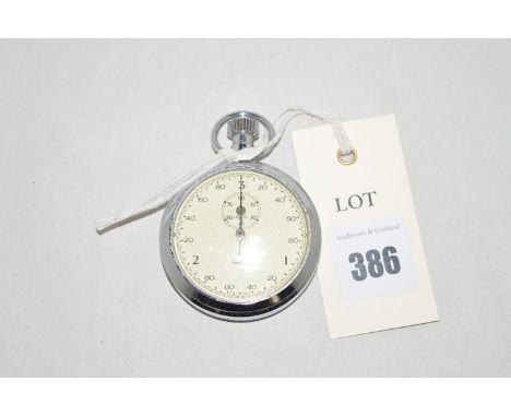 A Smiths military stopwatch with arabic dial in steel case the back stamped "Patt No. 0552-160180 serial No. 18 Broad Arrow M