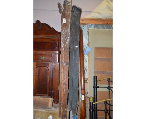 A Victorian scumble painted chest of three long and two short drawers; and two old wooden step ladders.