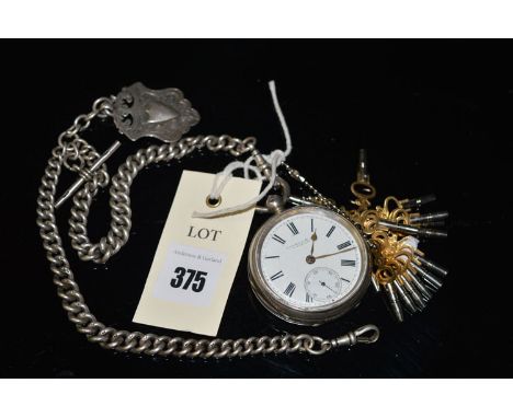 A silver cased open faced pocket watch, by E. Harris & Co., Liverpool, No. 185887, white enamel roman dial with subsidiary se