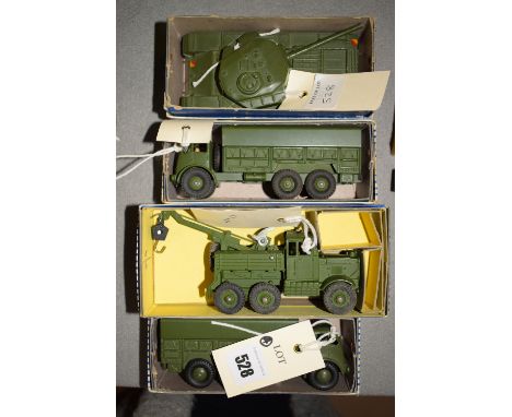 Dinky Toys - die-cast military vehicles; Centurion tank 651; two of  ten-ton army truck 622; recovery tractor 661, all boxed.