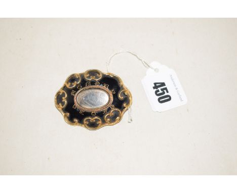 A 19th Century mourning brooch, black enamel inscribed 'Memory D.F.J.N.', inscribed 'Francis Young, died November 10th 1853' 