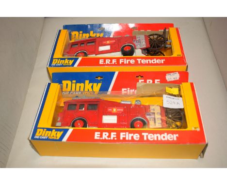 Two Dinky Toys die-cast E.R.F. Fire Tenders 266, boxed.