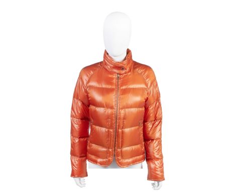 Hermès: a Piumino Feu Extra-Light Puffer Coatc.2022Orange polyamide with pure goose down duvet, raised collar with palladium 