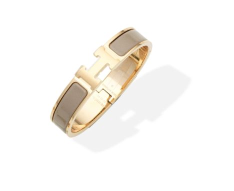 Hermès: a Marron Glacé Enamel Clic H Enamel Braceletc.2021Marron Glacé enamel with rose gold-plated hardwareCondition Grade A