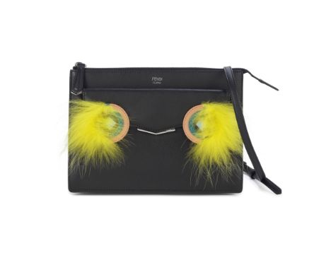 Fendi: a Black Hypnoteyes Mini Crossbody BagMulticoloured snakeskin and leather monster eyes with yellow fur lashes and blue 