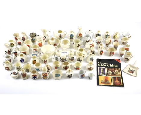 An assortment of Goss miniature ceramics. With crested decoration, including pots, vases, etc