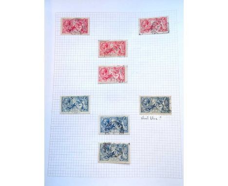 Bradbury, Wilkinson &amp; Co. seahorse printings, 25 stamps on album pages, all cds postmarks, incl. 2/6d on ribbed paper SG.