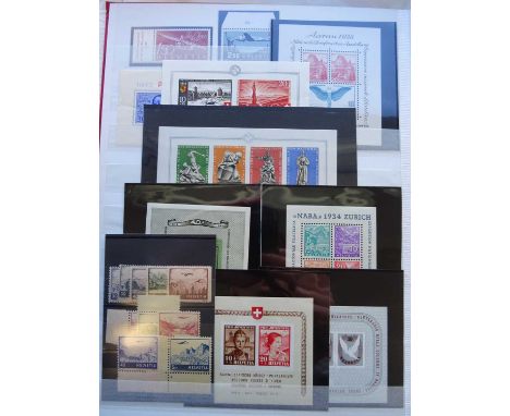 Seven volumes from a collector's large holding of stockbooks and albums, with Pro Juventute sets incl. 1916 mint, first airpo