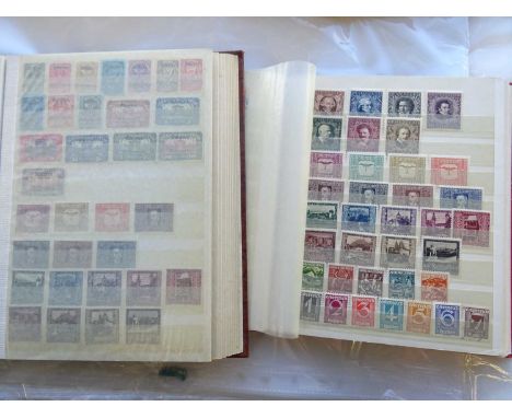 Five volumes from a collector's large holding of stockbooks and albums, hundreds of stamps from first issues onwards includin