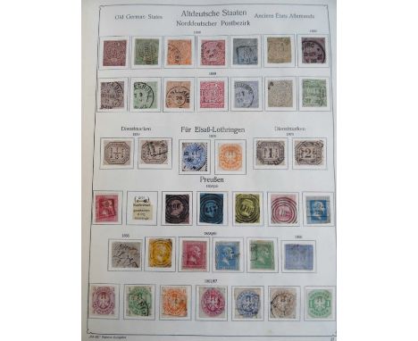 Collection of European countries in two hefty Schaubek simplified albums and an old stockbook, thousands of mostly used stamp