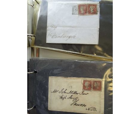 About 250 covers and cards in five binders, majority Great Britain from pre-stamp onwards, incl. penny posts and mileage mark