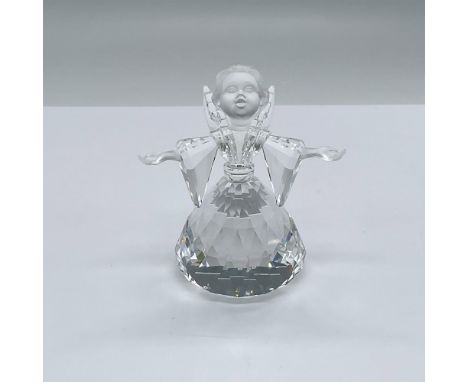 This angel's hands and face are frosted and facing upward, creating a beautiful contrast with the clear crystal body and wing