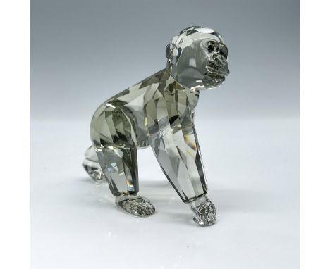 This mischievous gorilla cub is made from faceted Black Diamond crystal, with jet crystal eyes. Swarovski backstamp. Item com