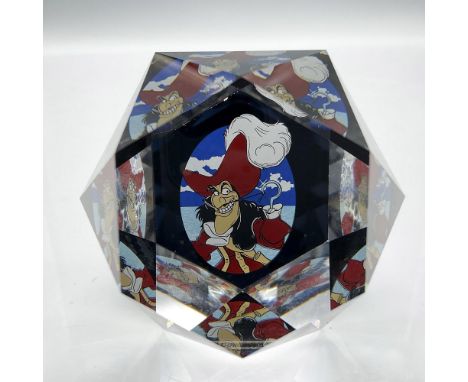 This limited-edition Swarovski polygon crystal is designed with Captain Hooks' likeness. Colored in blue, red, black and whit