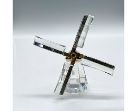 Faceted crystal mill with gilded paddles. Swarovski impressed mark. 266301. This item has its original box: 4"L x 4"W x 2.5"H