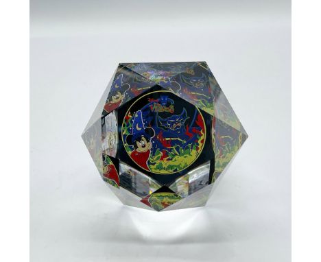 Limited edition crystal polygon enhanced with magical Mickey's imagined sorcery. Felt bottom protects base. This item has its